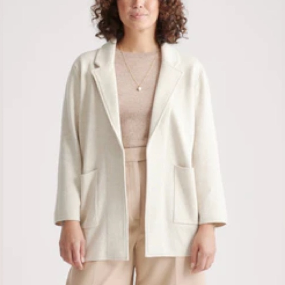 Quince Knit Blazer 100% Cotton Speckled Beige